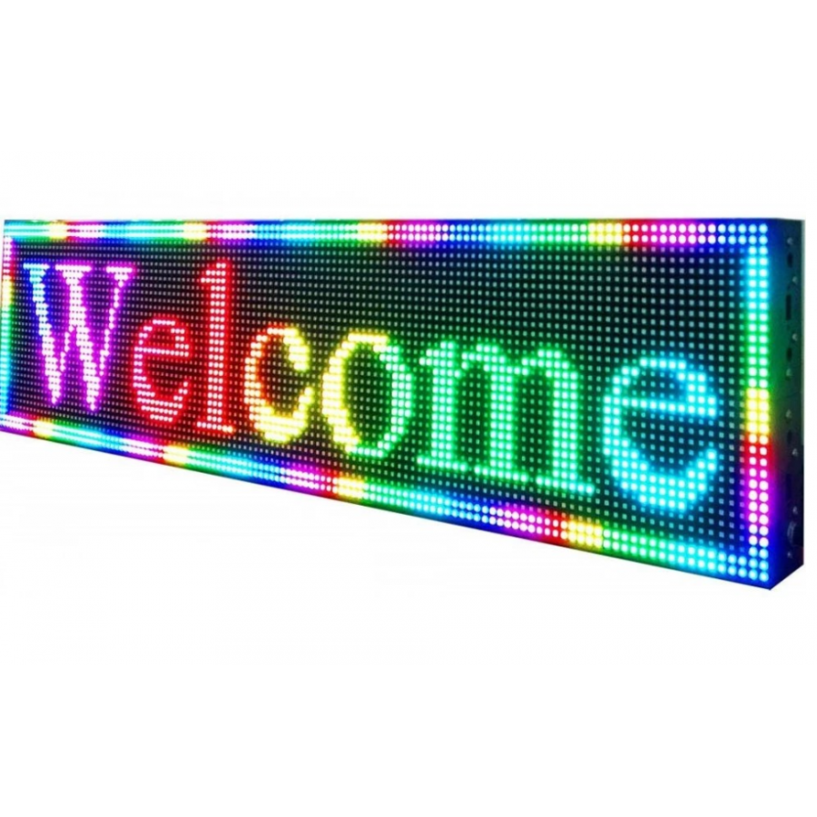 Reclama Luminoasa RGB KlaussTech, 200 x 40 cm, Unghi vizibilitate 120 grade, Constructie puternica, Negru