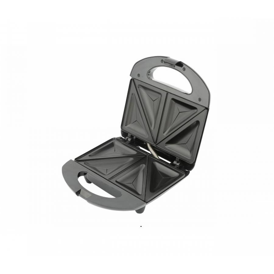Sandwich Maker de 750 W, Placi Antiaderente, 4 sandwich-uri triunghi, 22.2 x 22.2 x 9.5 cm, Negru