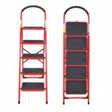Scara profesionala KlaussTech din Metal rezistent, Tip Pliabila, 5 Trepte Late, Culoare Rosu/Negru