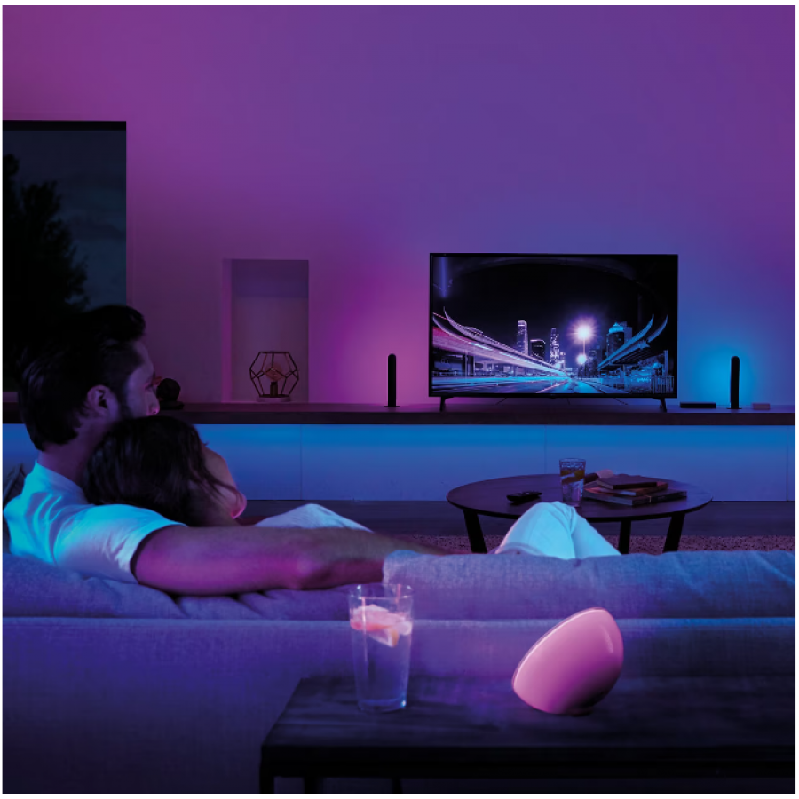 Sync Box pentru sincronizarea luminilor, HUE HDMI, Wi-Fi, 4 x Porturi, 4K 60Hz HDR10+ si Dolby Vision, Asistenti vocali Amazon/Alexa si Google Assistant, Negru