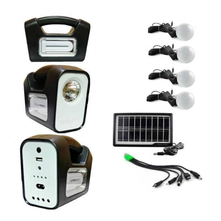 Kit Solar cu Panou fotovoltaic 3,5 W, 3 Becuri SMD, Port USB de incarcare, Lanterna LED, Modern, KlaussTech