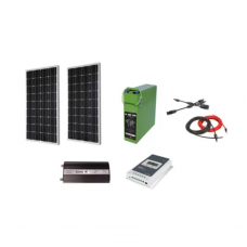 Sistem Panouri Fotovoltaice pentru rulota sau cabana, 360 W pe 12V, Invertor de 2000W, 2 x Panouri 180W, Controler MPPT inclus