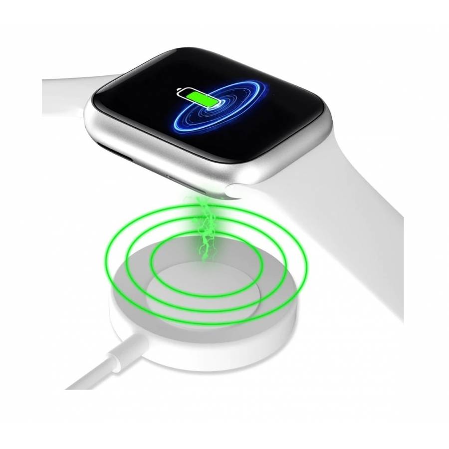 Smartwatch KlaussTech cu Bluetooth, Ecran Digital 1.75 inch, Acumulator 280mAh, Android/iOS, Monitorizare cardiaca, Incarcare Wireless, Alb