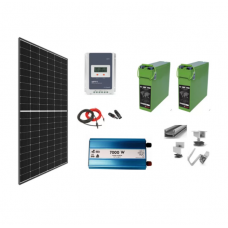 Sistem Off-Grid cu Invertor Sinus Pur 7000W, 740W pe 24V, Cu baterii, Panou solar 765 x 1048 x 35 mm, Controler MPPT,