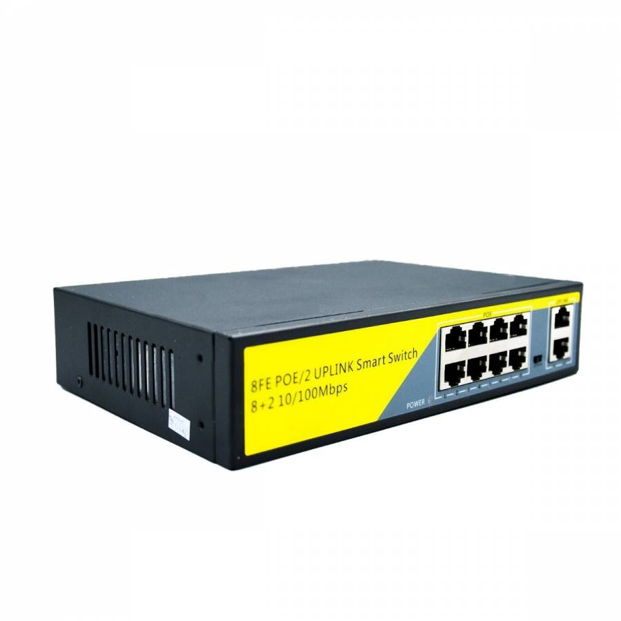 Switch KlaussTech fara management, 8 camere, 10/100/1000 Mbps, 20 G, DC 52V 2.3A 120W, Negru