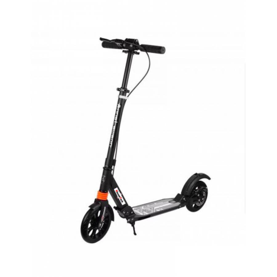 Trotineta KlaussTech cu Frana suspensie, Frana pe disc, Diametru roata 200 mm, Maner reglabil 80 - 145 cm, Material roti Poliuretan PU, Negru