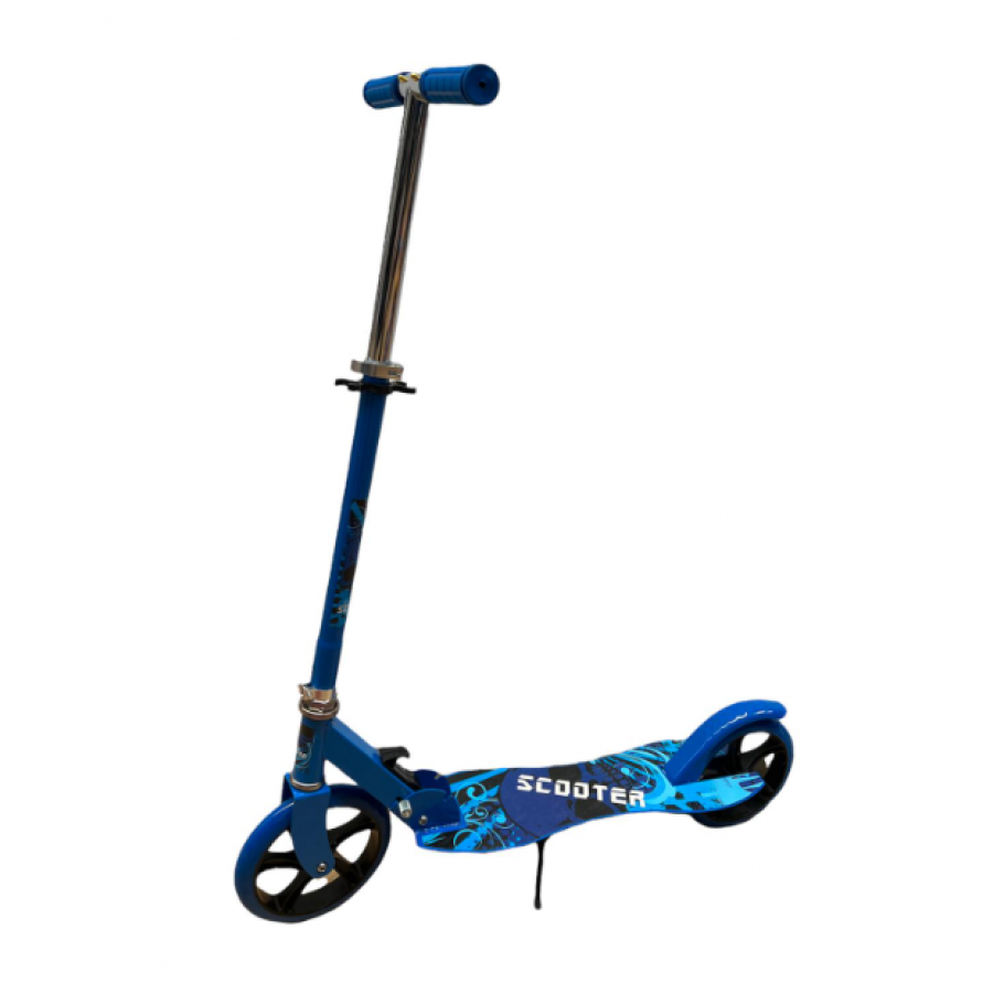 Trotineta KlaussTech cu Design pliabil, Frana pe spate, 2 Roti, Inaltime ajustabila 75 - 98 cm, Rulmenti ABEC 7, Platforma din Otel, Albastru