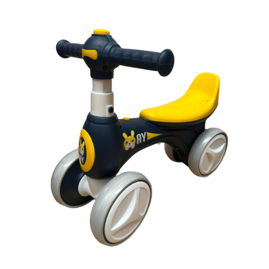 Bicicleta KlaussTech pentru copii, Corp din Plastic, 2 Roti pe fata si 2 pe spate, Sezut confortabil, Culoare  Negru/Galben