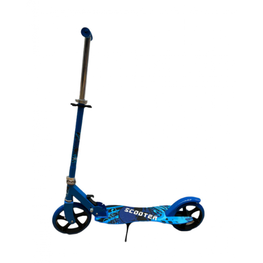 Trotineta KlaussTech cu Design pliabil, Frana pe spate, 2 Roti, Inaltime ajustabila 75 - 98 cm, Rulmenti ABEC 7, Platforma din Otel, Albastru