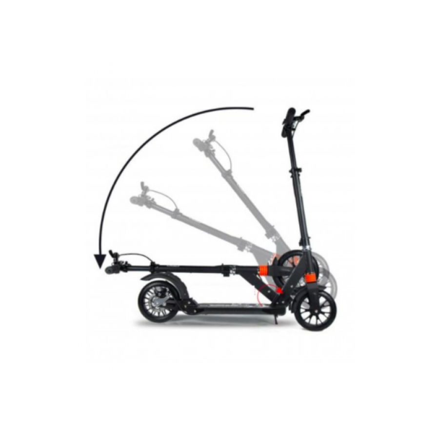 Trotineta KlaussTech cu Frana suspensie, Frana pe disc, Diametru roata 200 mm, Maner reglabil 80 - 145 cm, Material roti Poliuretan PU, Negru