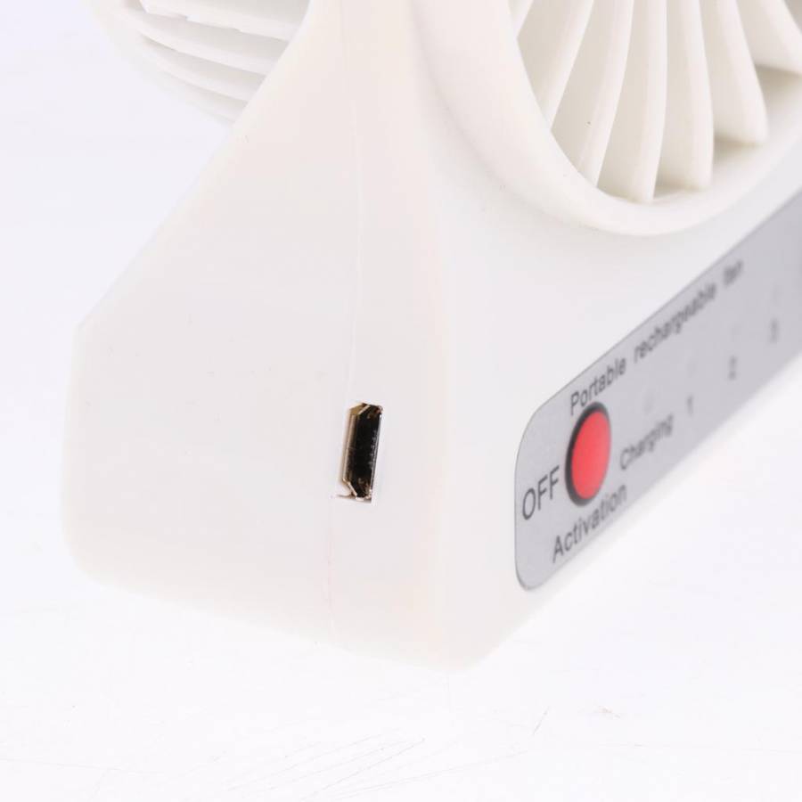 Mini Ventilator KlaussTech  reincarcabil, 1200 mAH, 4 W, Incarcare USB, Incarcare 4 h, 3 Trepte de viteza, Alba