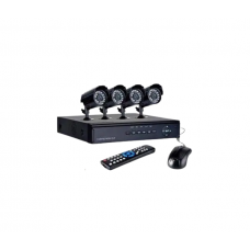 Sistem de Supraveghere CCTV KlaussTech, 4 Camere video de exterior, FULL HD, DVR AHD - HDMI, Senzor miscare, 2MP, Telecomanda, Negru