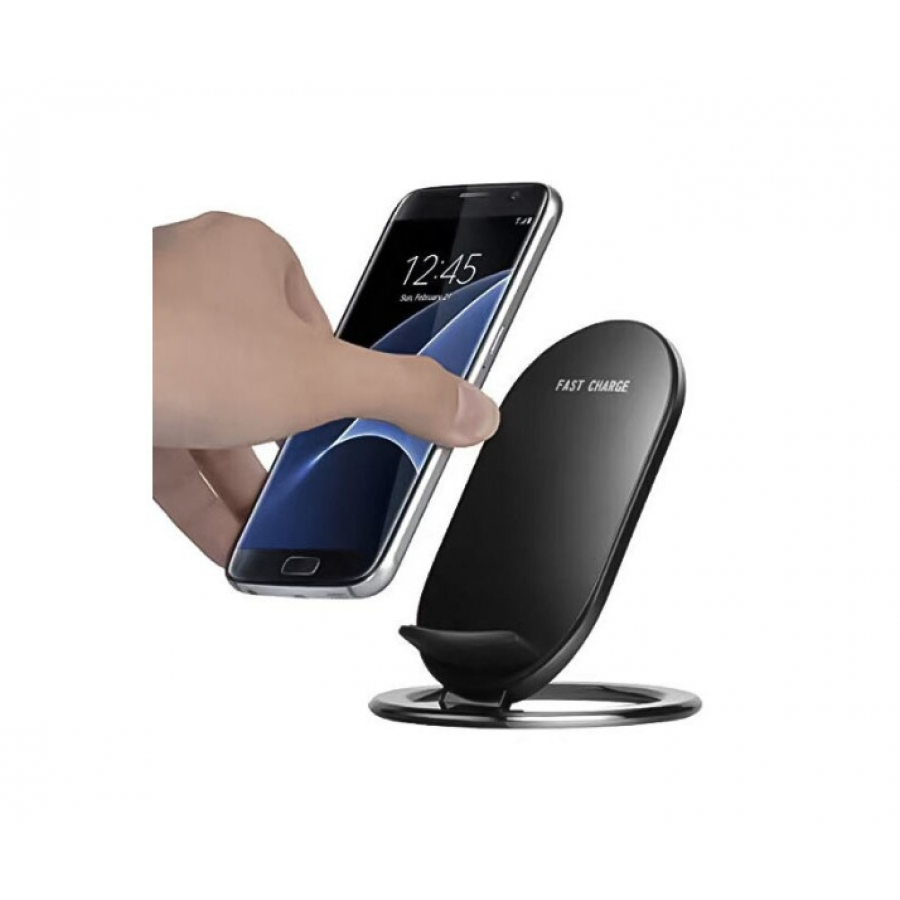 Incarcator Wireless KlaussTech cu Incarcare rapida , Cu stand, Sistem anti-alunecare, Indicator LED, DC 5V 2A, DC 9V 18A, 130 x 72 x 10 mm, Negru