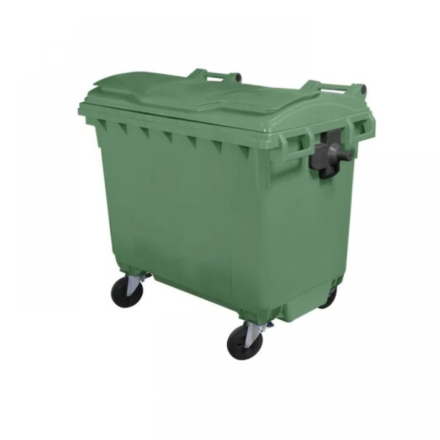 Tomberon gunoi KlaussTech, eurocontainer, cu capac, polietilena, verde, 660 litri