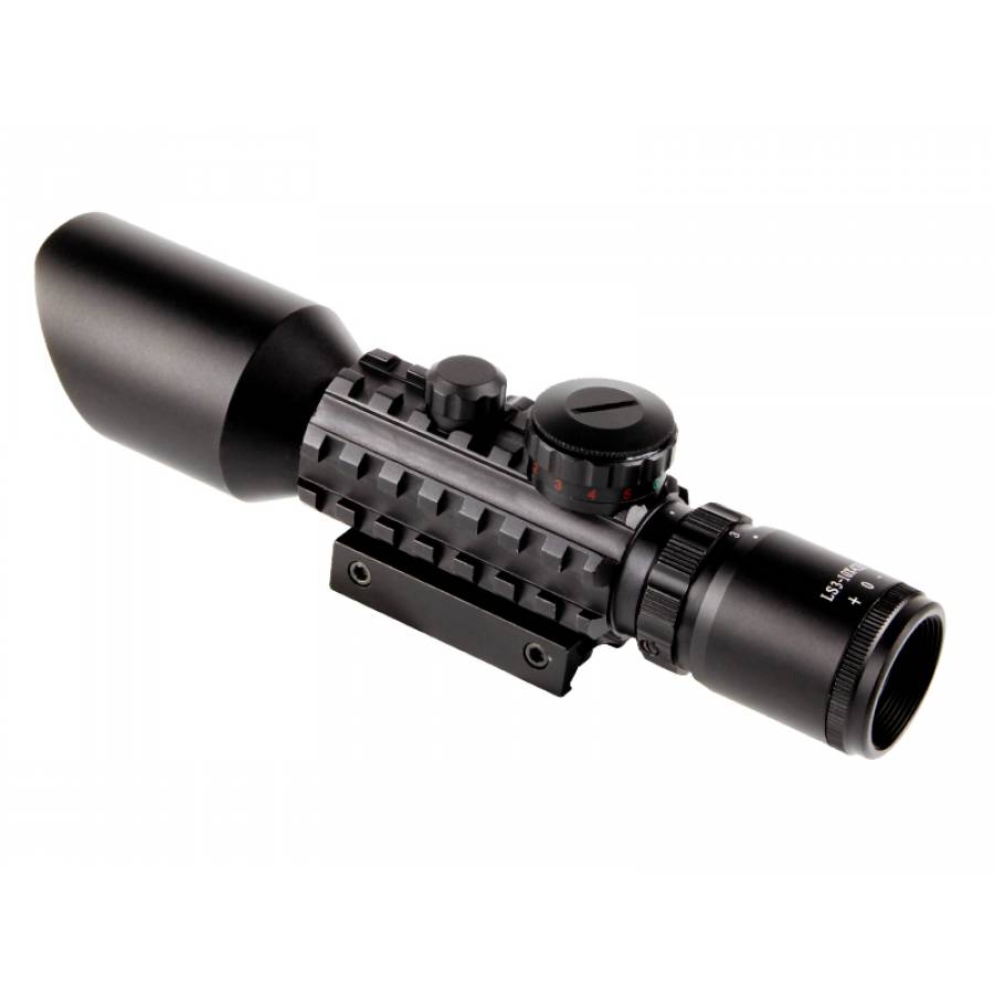 Luneta Profesionala cu Laser KlaussTech, obiectiv 42 mm, zoom 3x - 10x, Lentile cu Protectie, Waterproof