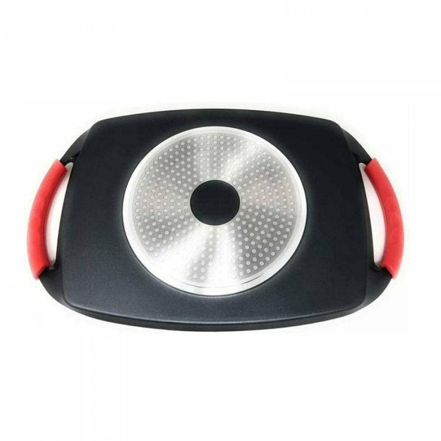 Tigaie pentru grătar cu acoperire antiaderentă și mânere detașabile din silicon cu inducție, 47 cm