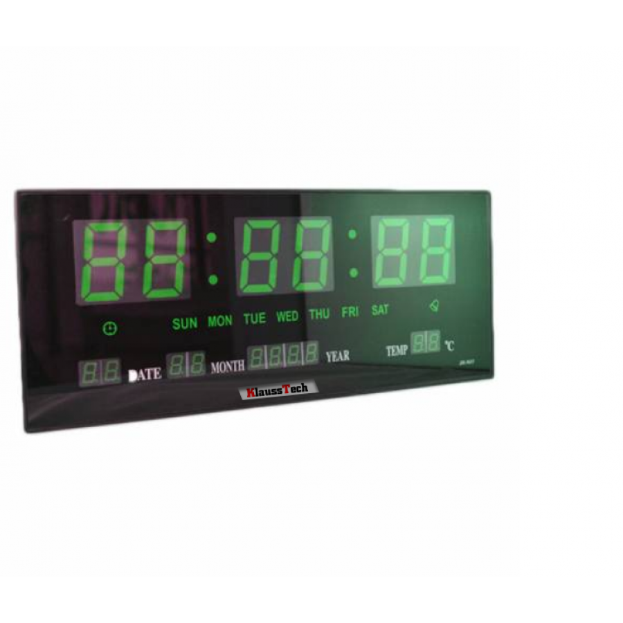Ceas Digital De Perete, Klausstech, Afisaj LED Verde, Afisaj Temperatura, Timp Precis, Negru
