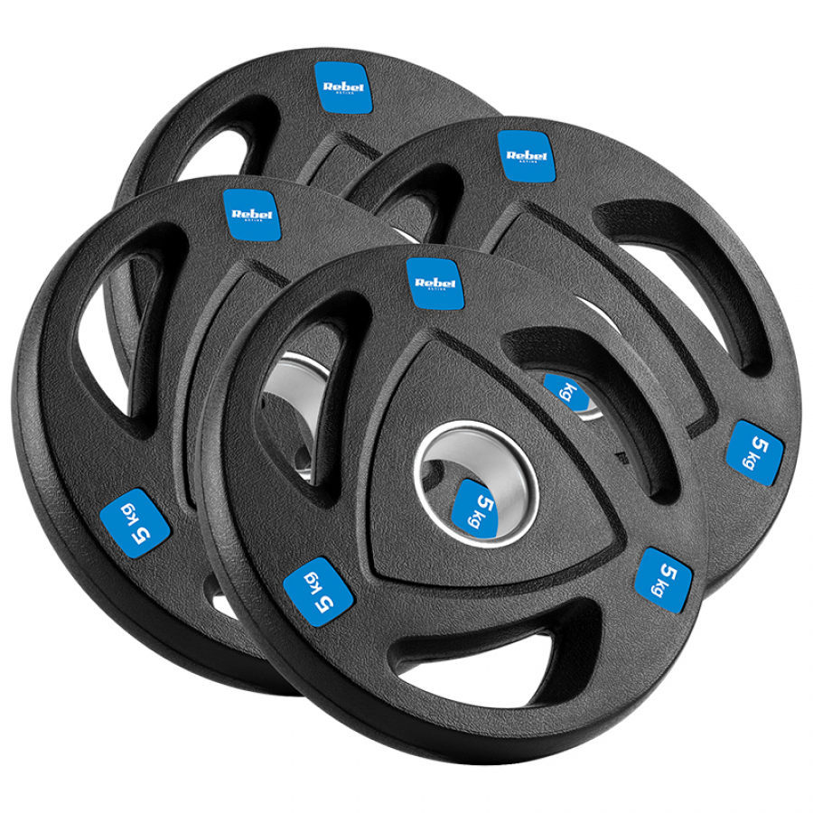 Set de 4 discuri greutate fonta, cauciucate