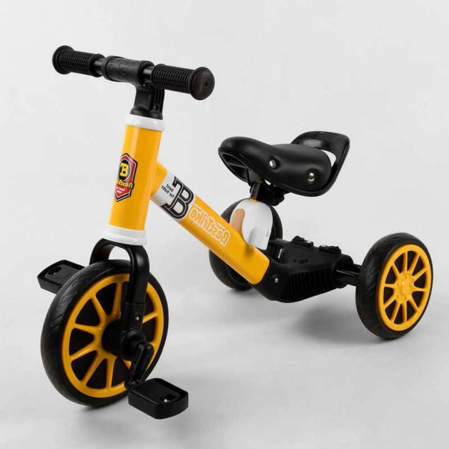 Tricicleta cu roti reglabile pentru copii, galbena