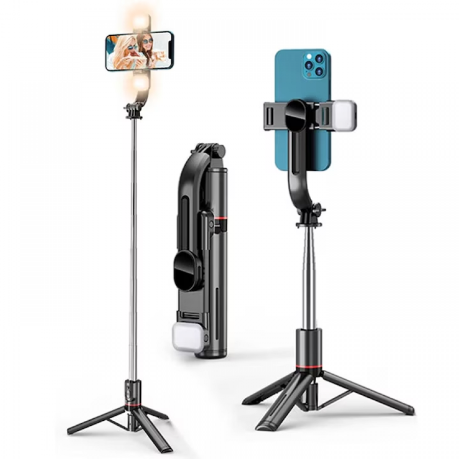Selfie Stick, Trepied cu Bluetooth 4.0, Portabil, 360° Rotation Design, Fixare Stabila, 90 cm, Negru KlaussTech