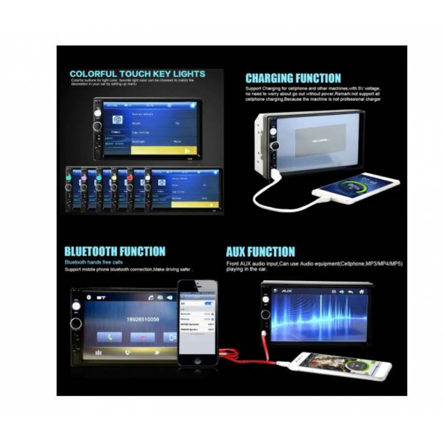 Player  KlaussTech Auto Mp5 dvd, Navigatie MirrorLink, Display Touchscreen 7 Inch, Functie Bluetooth, Slot Usb ,microsd