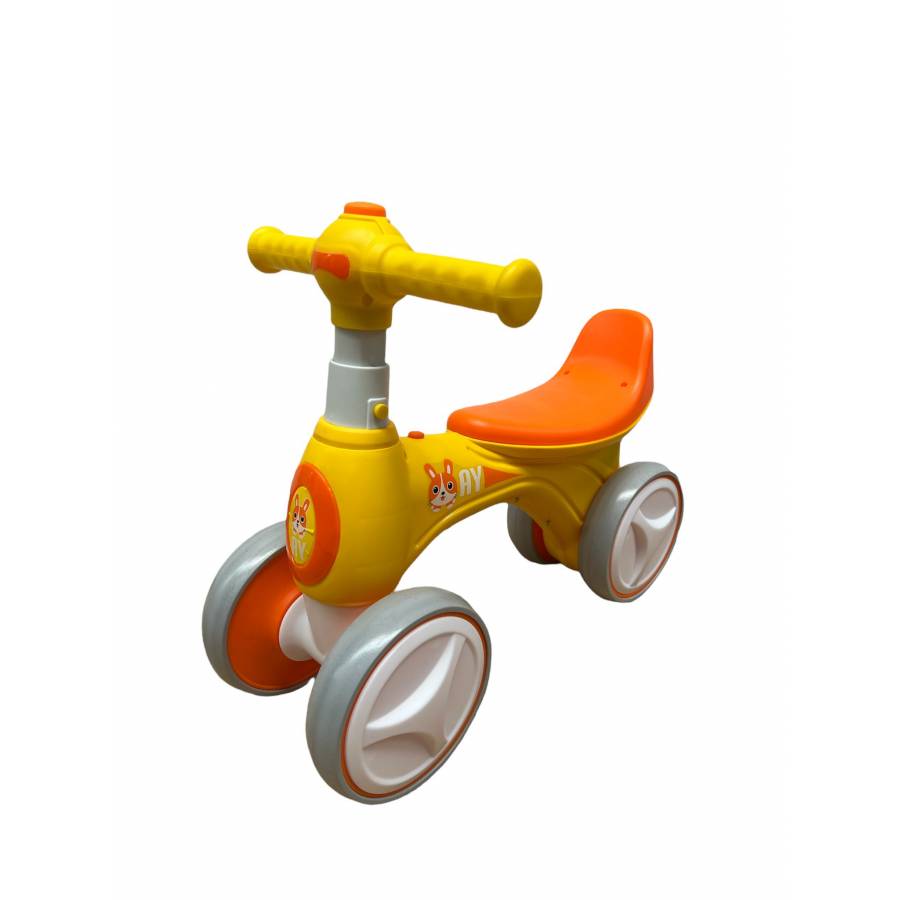 Trotineta pentru Copii, KlaussTech, Roti din Plastic, Muzica, Scoate Baloane, Galben