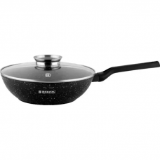 Tigaie wok cu capac marmorata, 28 cm Negru Tigaie wok cu capac marmorata, 28 cm Negru