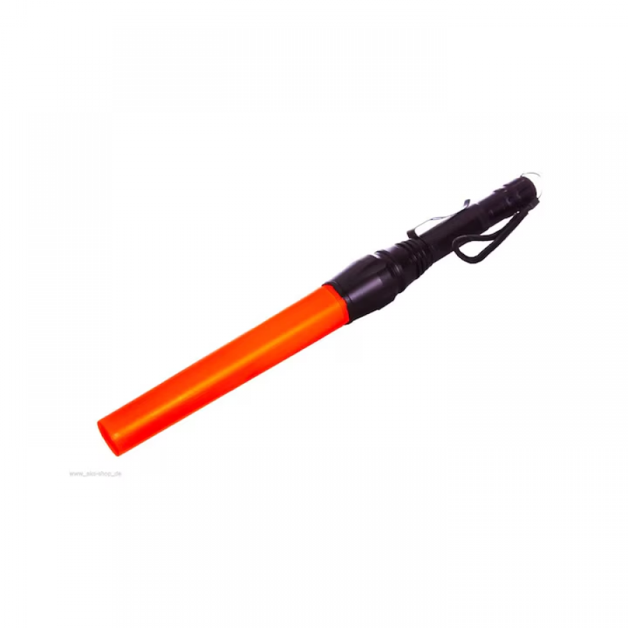 Lanterna LED, dispune de Reglaj Zoom, 2 Acumulatori cu Alimentare 220V si 12V, con lung de semnalizare din plastic rosu KlaussTech