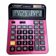 Calculator de birou cu incarcare solara sau baterie, roz