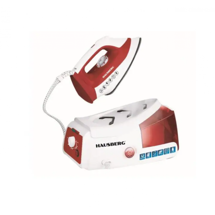 Fier De Calcat, 2200 W, Talpa Ceramica, Functie Auto-clean, Indicator Luminos, Design Ergonomic, Alb&rosu