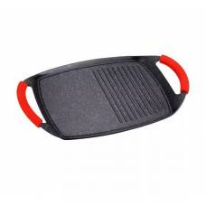 Tigaie pentru grătar cu două mânere, 47 cm, acoperită cu marmură din aluminiu turnat   