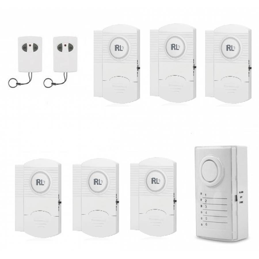 Sistem de alarma antifurt KlaussTech cu 6 senzori usa sau fereastra, alarma sonora si telecomanda