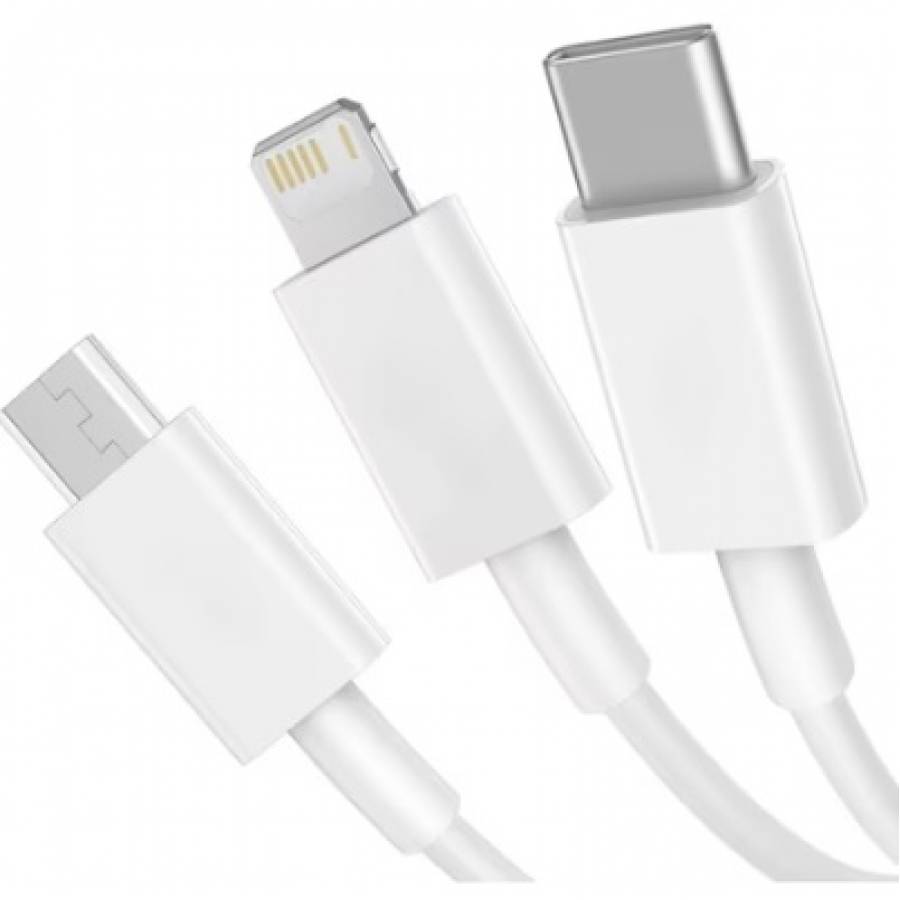 Cablu USB cu incarcare rapida ,3 in 1, alb, 3A