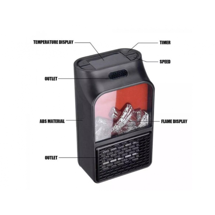 Aeroterma portabilă Flame , 900 W, compactă, cu display digital, alb, 10x10x15cm