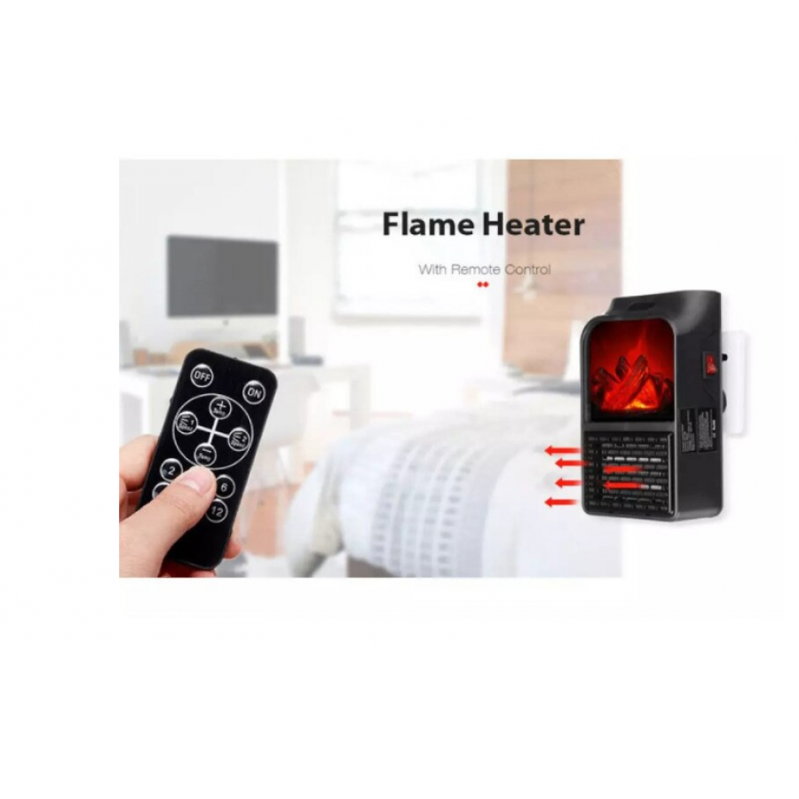 Aeroterma portabilă Flame , 900 W, compactă, cu display digital, alb, 10x10x15cm