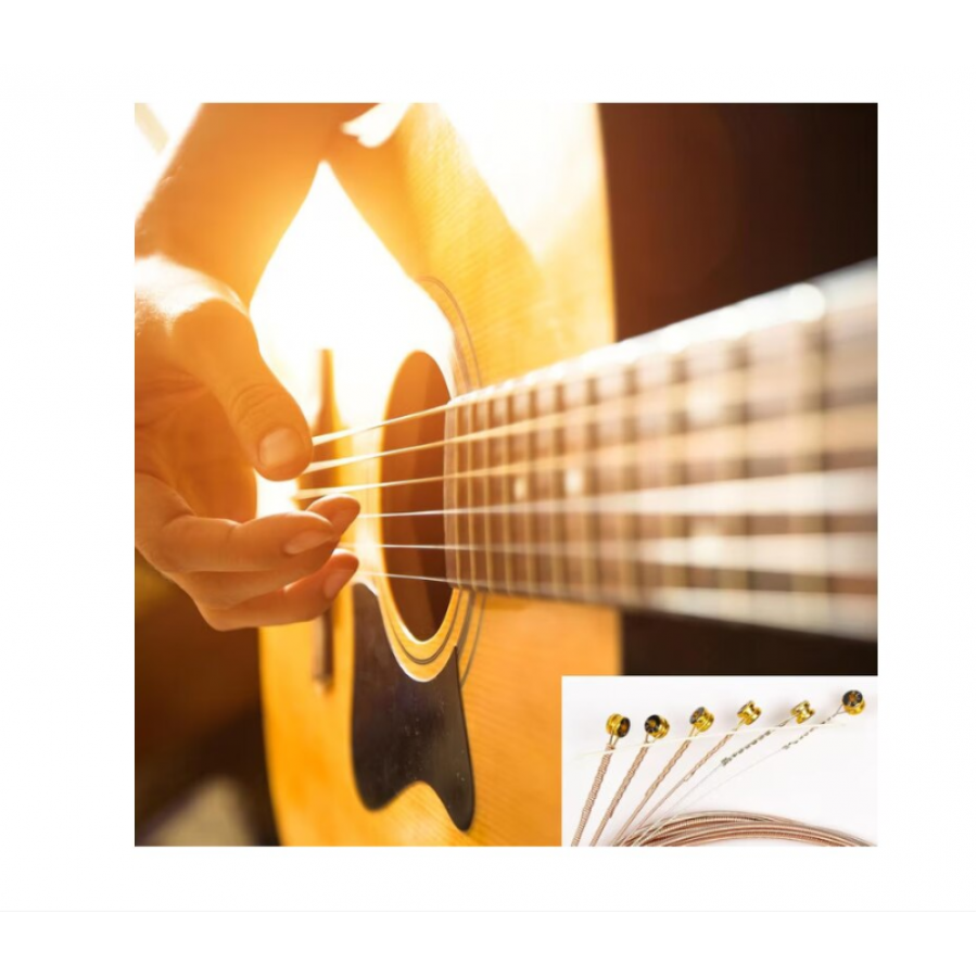 Set 6 corzi pentru chitară acustică, Alice A206, metal, rezistență la coroziune