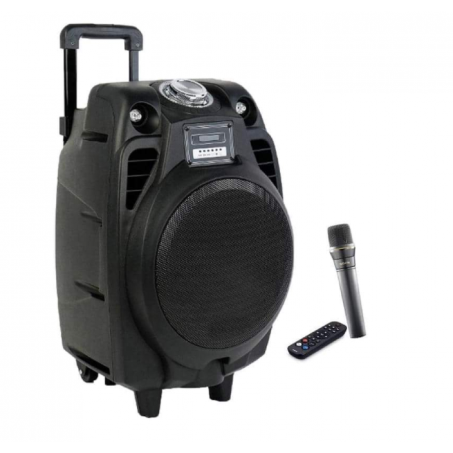 Boxa Audio Portabila, Jrh Tip Troller, Putere Rms 150 W, Port Usb, Suport Microsd, Alimentare 220v, Inregistrare Pe Stick, Difuzor 30 Cm , Negru