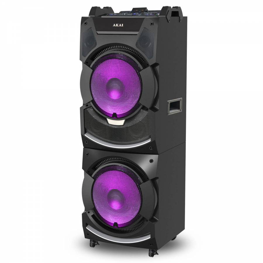 Boxa activa fixa AKAI DJ-S5H,dual USB, card SD, Bluetooth, microfon wireless si telecomanda, 400W