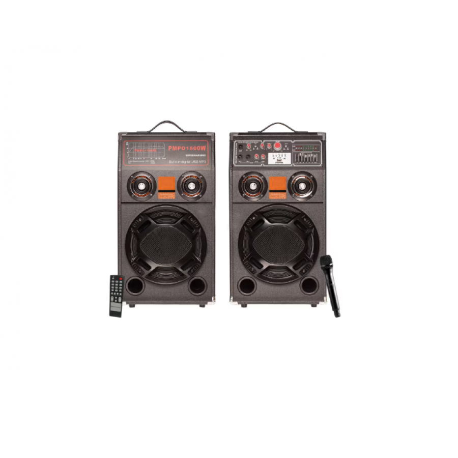 Set de 2 Boxe Klausstech, Putere 240W, Lumini Disco, Reglaje, Accesorii Incluse, Negru