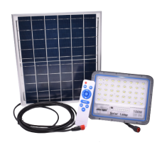 Proiector Solar, LED, Putere 100W, Lumina Alba, Cablu Lung, 80 LED-uri, Negru