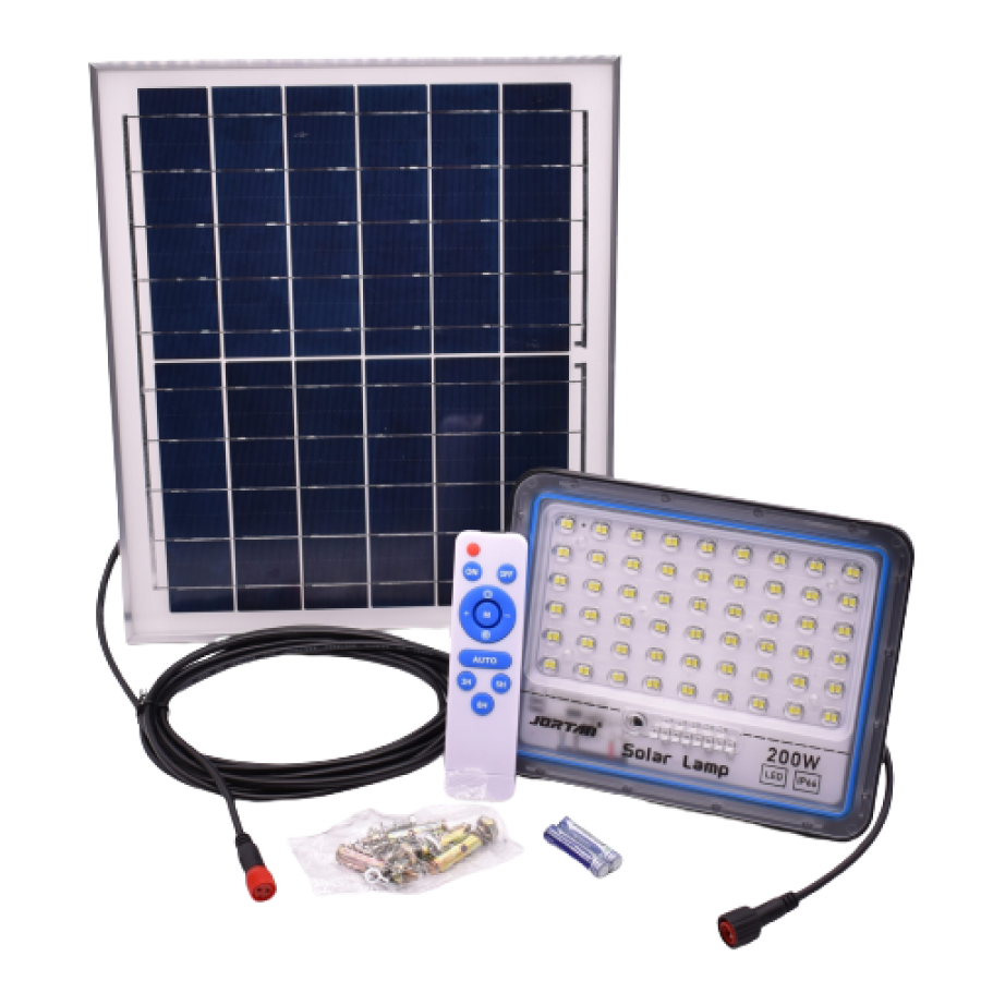 Proiector Solar, LED, Putere 200W, Lumina Alba, Cablu Lung, 108 LED-uri, Negru
