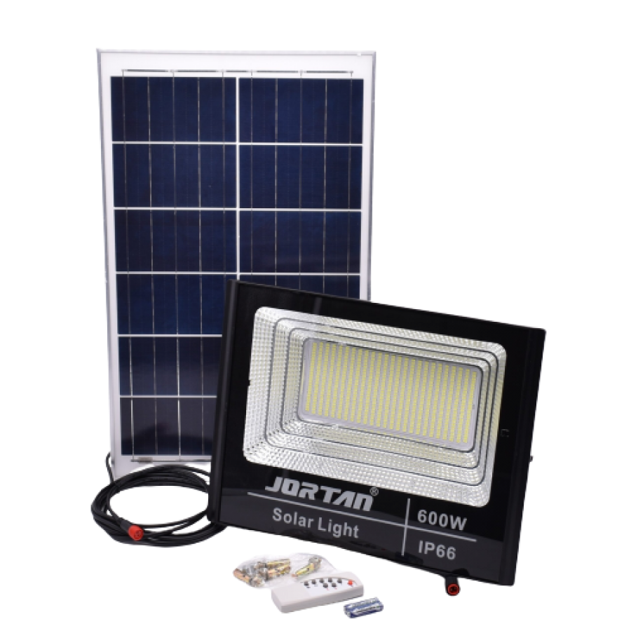 Proiector Solar, LED, Putere 600W, Lumina Alba, Cablu Lung, Negru