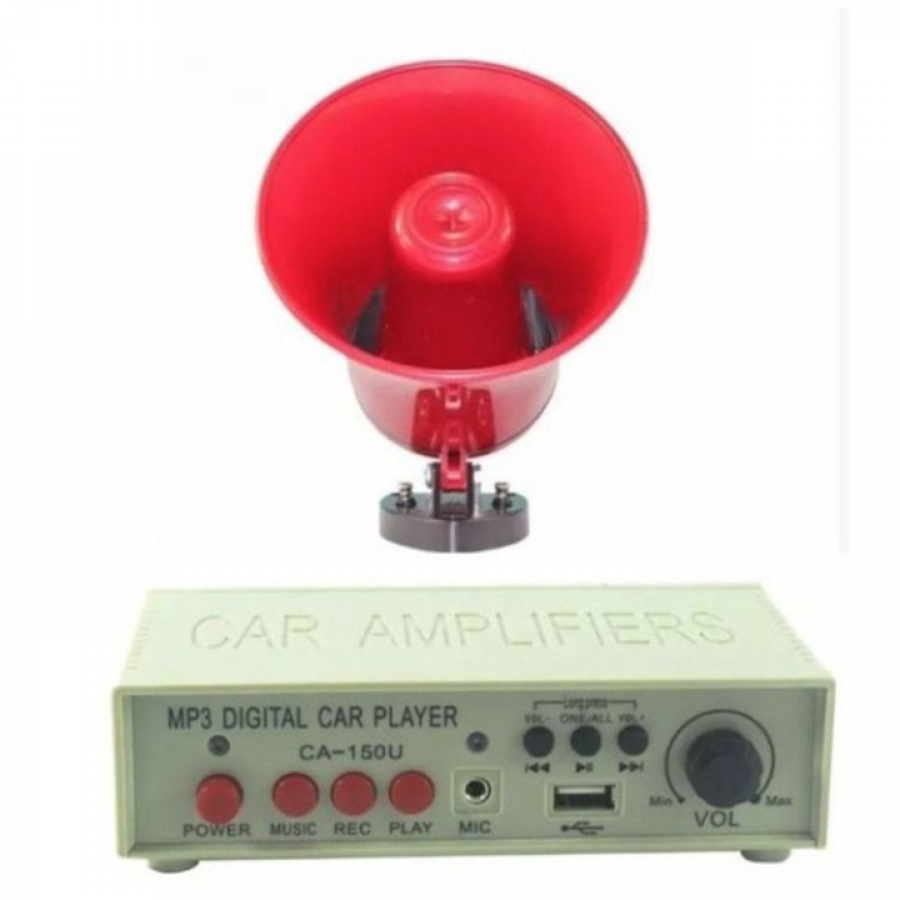 Megafon Portavoce Portabila KlaussTech, Cu Alimentare 12V, Suport Magnetic Si Conectare Usb, Cu Functie De Redare