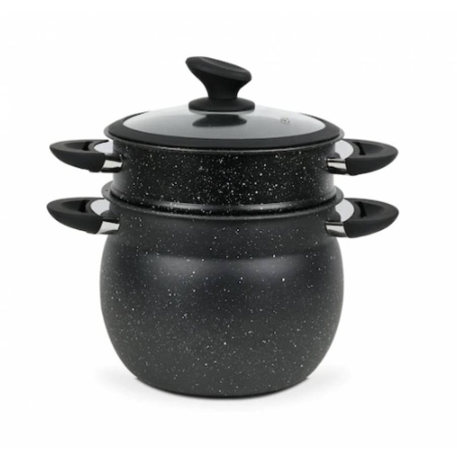 Oala De Cuscus, Capacitate 6l, Otel Inoxidabil, Manere Reci, Usor De Folosit, Ergonomica, Moderna, Negru