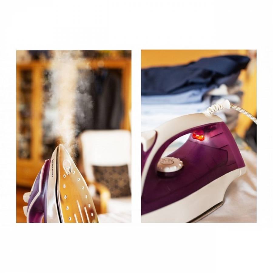 Fier de calcat, Alb/Mov, 2200 W Filtru anticalcar, 350 m, 70gr/min