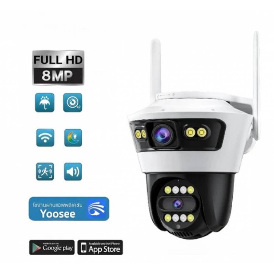 Camera KlaussTech de supraveghere, Smart, Conexiune Wifi, 2 Lentile, Vizualizare Live In Aplicatie, Interior/Exterior, IP66 Protectie