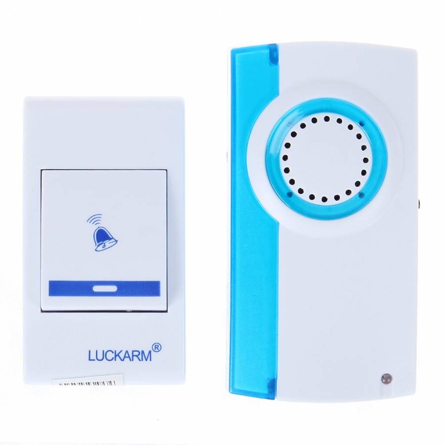 Sonerie Wireless cu lumini si telecomanda, alb cu albastru