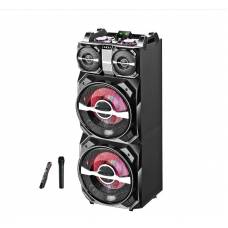 Boxa activa fixa AKAI, dual USB, card SD, Bluetooth, microfon wireless si telecomanda, 300W