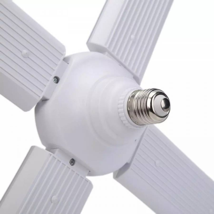 Bec LED, KlaussTech, Putere Maxima 60W, Model in Forma de Elice, 4 Capete Luminoase, Design Modern, Ergonomic, Alb