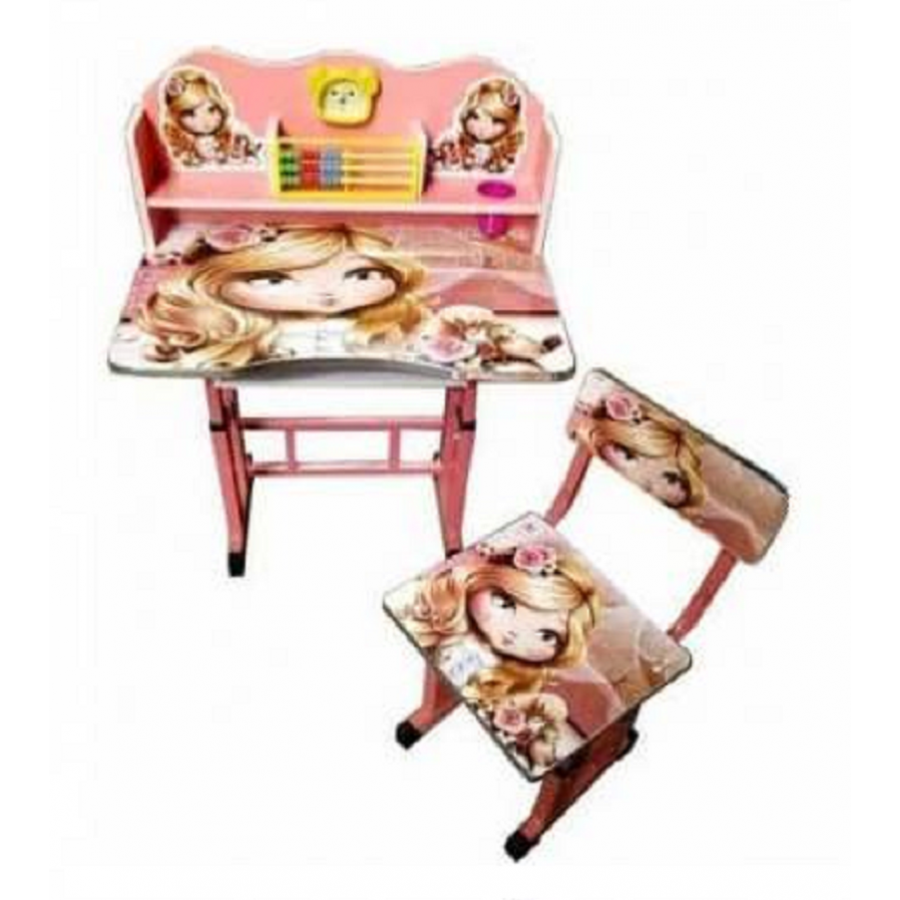 Birou Copii Klausstech Din Mdf De 18 Cm ,cadru Metalic , Reglabil , Roz